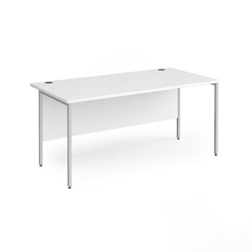 Dams International Rectangular Straight Desk with White MFC Top and Silver H-Frame Legs Contract 25 1600 x 800 x 725mm
