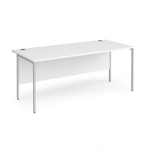 Dams International Rectangular Straight Desk with White MFC Top and Silver H-Frame Legs Contract 25 1800 x 800 x 725mm
