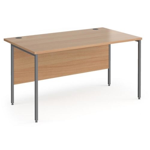 Rectangular Straight Desk with Beech Coloured MFC Top and Graphite H-Frame Legs Contract 25 1400 x 800 x 725mm