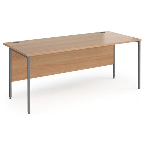 Rectangular Straight Desk with Beech Coloured MFC Top and Graphite H-Frame Legs Contract 25 1800 x 800 x 725mm