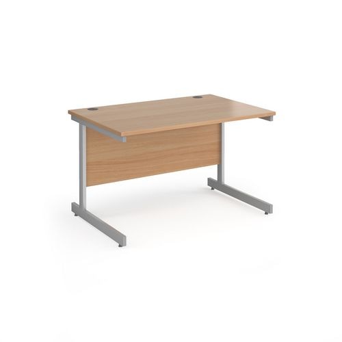 Dams International Rectangular Straight Desk with Beech Coloured MFC Top and Silver Frame Cantilever Legs Contract 25 1200 x 800 x 725 mm