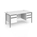 Dams International Straight Desk with White MFC Top and Graphite H-Frame Legs and Two & Three Lockable Drawer Pedestals Contract 25 1600 x 800 x 725mm