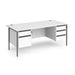 Dams International Straight Desk with White MFC Top and Graphite H-Frame Legs and Two & Three Lockable Drawer Pedestals Contract 25 1800 x 800 x 725mm