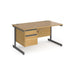 Dams International Straight Desk with Oak Coloured MFC Top and Graphite Frame Cantilever Legs and 2 Lockable Drawer Pedestal Contract 25 1400 x 800 x 725mm
