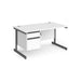 Dams International Straight Desk with White MFC Top and Graphite Frame Cantilever Legs and 2 Lockable Drawer Pedestal Contract 25 1400 x 800 x 725mm