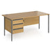 Dams International Straight Desk with Oak Coloured MFC Top and Graphite H-Frame Legs and 3 Lockable Drawer Pedestal Contract 25 1600 x 800 x 725mm