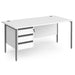 Dams International Straight Desk with White MFC Top and Graphite H-Frame Legs and 3 Lockable Drawer Pedestal Contract 25 1600 x 800 x 725mm