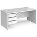 Dams International Straight Desk with White MFC Top and Silver Frame Panel Legs and 3 Lockable Drawer Pedestal Contract 25 1600 x 800 x 725mm