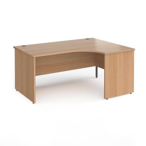 Dams International Right Hand Ergonomic Desk with Beech Coloured MFC Top and Graphite Panel Ends and Silver Frame Corner Post Legs Contract 25 1600 x 1200 x 725 mm