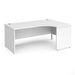 Dams International Right Hand Ergonomic Desk with White MFC Top and Silver Panel Ends and Silver Frame Corner Post Legs Contract 25 1800 x 1200 x 725 mm