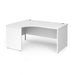 Dams International Left Hand Ergonomic Desk with White MFC Top and Silver Panel Ends and Silver Frame Corner Post Legs Contract 25 1600 x 1200 x 725 mm