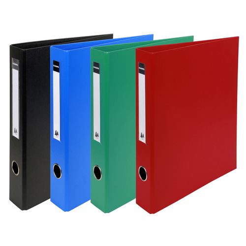 Exacompta Ring Binder with Label on Spine 51640E PVC, PU Covered Cardboard A4+ 4 ring Assorted Pack of 15