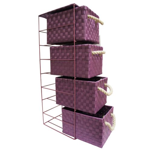 ARPAN Storage Cabinet with 4 Drawers Polypropelene Purple 18 x 25 x 65 cm