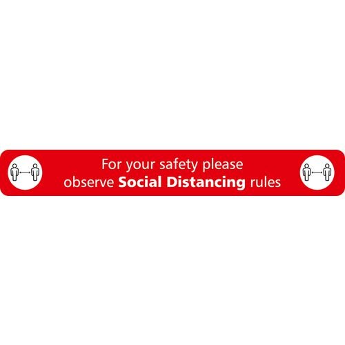 Seco Floor Sticker Observe social distancing rules Red Anti-Slip Laminate 60 x 8 cm