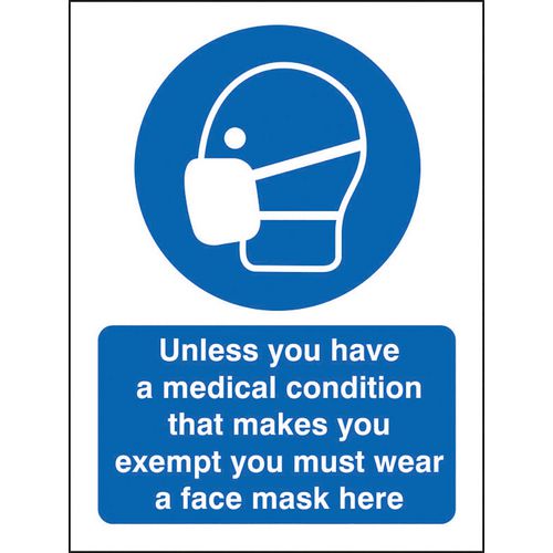 Seco Health and Safety Sign Unless there is a medical exemption, wear ...