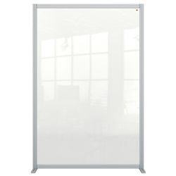Nobo Freestanding Protective Room Divider Screen Premium Plus 1200 x 1800 x 600mm Aluminium, Plexiglass Acrylic Silver Anodised