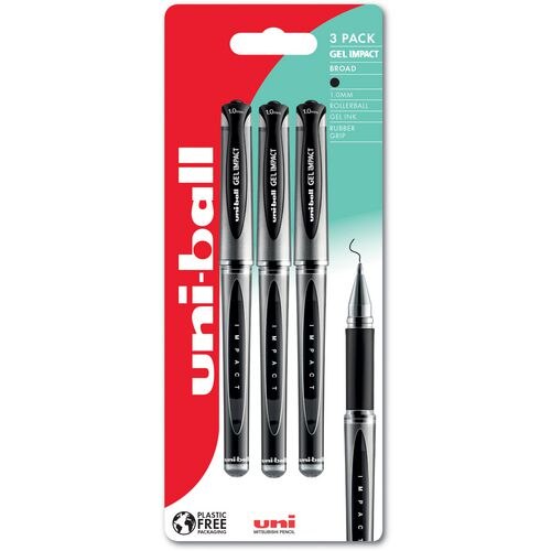 Uni-Ball 218990000 UM-153S Signo Impact Gel Pens with Rubber Grip, Black Gel, 1mm Nib (Pack of 12)