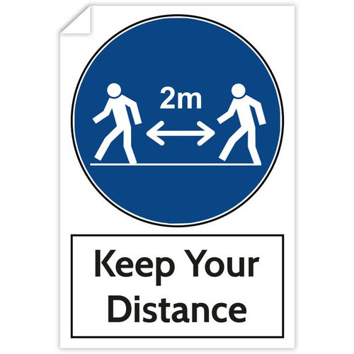 Trodat Health and Safety Sticker Keep your distance PVC 20 x 30 cm Pack of 3