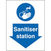 Health and Safety Sign Sanitiser Station Plastic Blue, White 20 x 15 cm