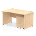 Dynamic Rectangular Straight Desk Maple MFC Panel End Leg Maple Frame Impulse 1 x 2 Drawer Mobile Pedestal Bundle 1400 x 800 x 730mm