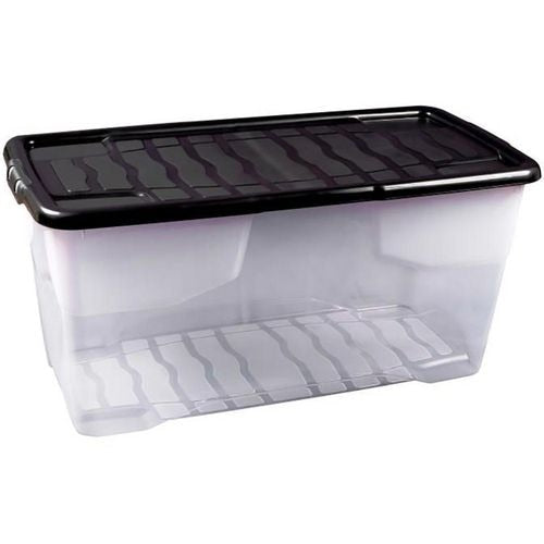 Storage Box XW207-CLR/BLK-EX 80 L Transparent Polypropylene 80 x 40 x 37 cm