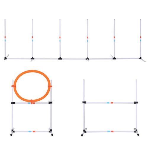 PawHut Dog Agility Set White, Yellow 650 mm x 3280 mm x 9450 mm