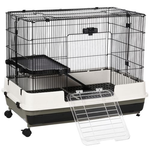 PawHut Small Animal Cage Black, White 527 mm x 800 mm x 660 mm