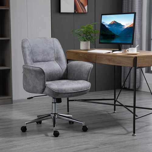 Vinsetto Swivel Computer Office Chair Mid Back Desk Chair Home Study Bedroom Light Grey