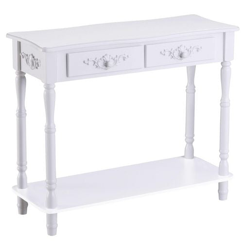 HOMCOM Table with Storage Shelves and Drawers White 840 x 330 x 705 mm