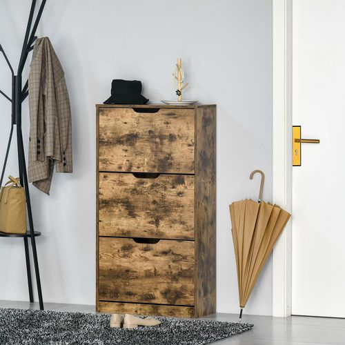 HOMCOM Shoe Cabinet with 3 Flip Drawers Adjustable for Hallway 12,18 Pairs