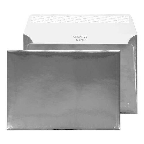 Creative Creative Shine Coloured Envelope C5 229 (W) x 162 (H) mm Adhesive Strip Silver 140 gsm Pack of 100