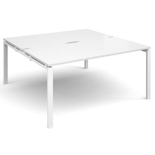 Dams International Rectangular Back to Back Desk with White Melamine Top and White Frame 4 Legs Adapt II 1600 x 1600 x 725 mm