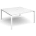 Dams International Rectangular Back to Back Desk with White Melamine Top and White Frame 4 Legs Adapt II 1600 x 1600 x 725 mm