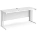 Rectangular Straight Desk White Wood Cable Managed Legs White Maestro 25 1600 x 600 x 725mm