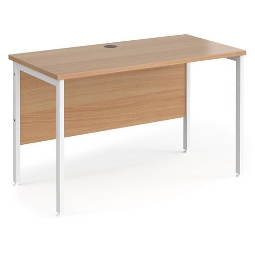 Rectangular Straight Desk Beech Wood H-Frame Legs White Maestro 25 1200 x 600 x 725mm