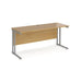 Rectangular Straight Desk with Cantilever Legs Oak Wood Silver Maestro 25 1600 x 600 x 725mm