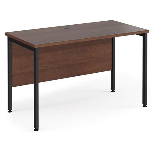 Rectangular Straight Desk Walnut Wood H-Frame Legs Black Maestro 25 1200 x 600 x 725mm