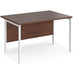 Rectangular Straight Desk Walnut Wood H-Frame Legs White Maestro 25 1200 x 800 x 725mm