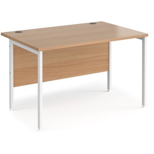 Rectangular Straight Desk Beech Wood H-Frame Legs White Maestro 25 1200 x 800 x 725mm