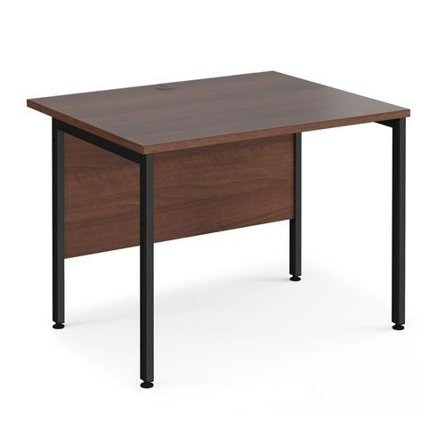 Rectangular Straight Desk Walnut Wood H-Frame Legs Black Maestro 25 1000 x 800 x 725mm