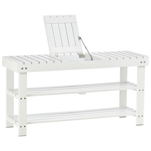 HOMCOM Shoe Rack Bench 837-054WT Pine Wood, MDF White 900 mm x 290 mm x 450 mm