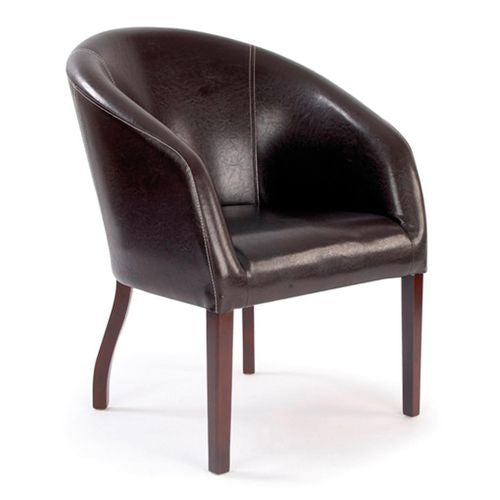 Nautilus Designs Ltd. Modern Curved Armchair Upholstered in a Durable Leather Effect Finish - Brown