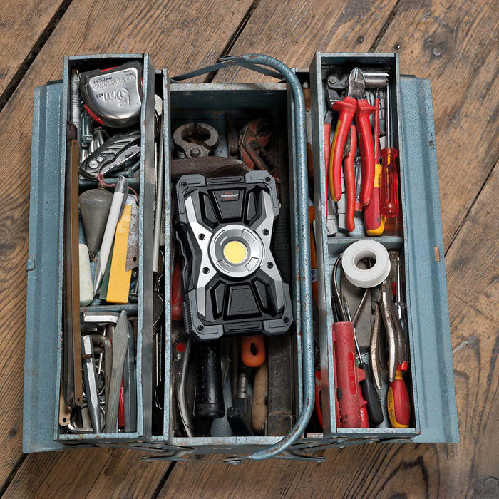 Brennenstuhl Rechargeable LED Work Light RUFUS / LED Workshop Light outdoor (1500lm, 15W, 5 Modes, Powerbank, USB-Charger)