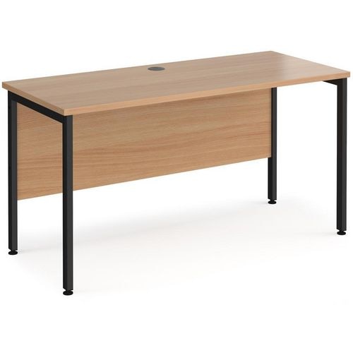 Rectangular Straight Desk Beech Wood H-Frame Legs Black Maestro 25 1400 x 600 x 725mm