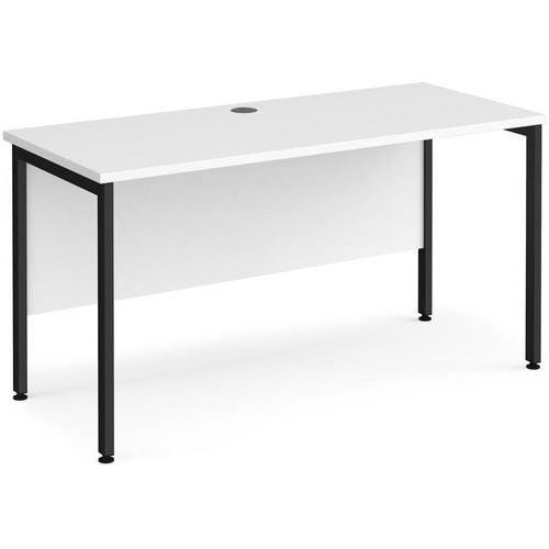 Rectangular Straight Desk White Wood H-Frame Legs Black Maestro 25 1400 x 600 x 725mm