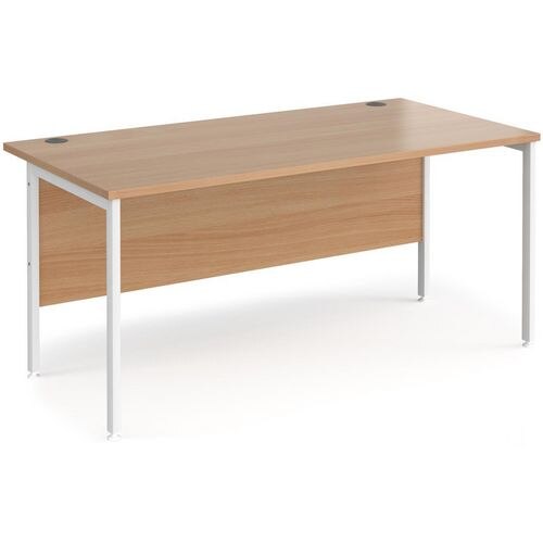 Rectangular Straight Desk Beech Wood H-Frame Legs White Maestro 25 1600 x 800 x 725mm