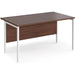 Rectangular Straight Desk Walnut Wood H-Frame Legs White Maestro 25 1400 x 800 x 725mm