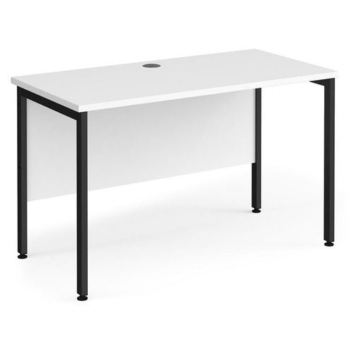 Rectangular Straight Desk White Wood H-Frame Legs Black Maestro 25 1200 x 600 x 725mm