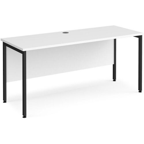 Rectangular Straight Desk White Wood H-Frame Legs Black Maestro 25 1600 x 600 x 725mm