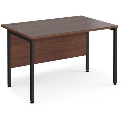 Rectangular Straight Desk Walnut Wood H-Frame Legs Black Maestro 25 1200 x 800 x 725mm